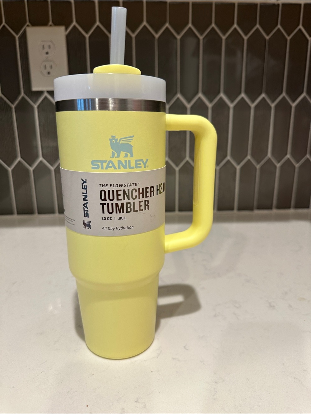 Stanley Yellow Quencher Tumbler with Handle and Straw